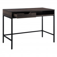OSP Home Furnishings CNT43-AH Contempo 40” Desk with Drawer and Shelf in Brown Wood Grain Finish
